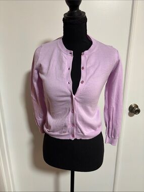 Amazon Pastel Lilac Crewneck Button Cardigan